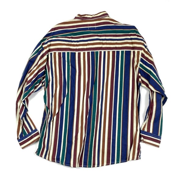 VTG 90s Colorful Stripes L/S Button-Front Shirt - Picture 2 of 6